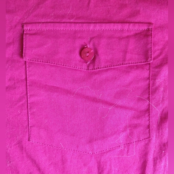 JMS Just My Size Women's Plus Size 3XG Dark Pink/Fuchsia Button Up Shirt Long Sl - Picture 6 of 10